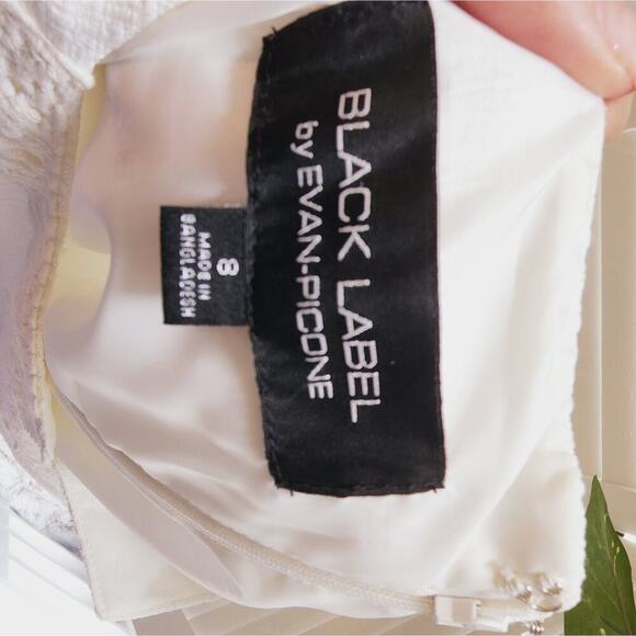 EVAN PICONE BLACK LABEL WHITE LACE V NECK DRESS SIZE 8 - Picture 5 of 6